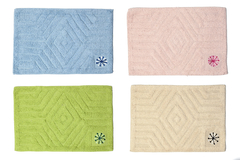 Alfombra De Baño 40x60cm Bordada Rayas/flores 100% Algodón