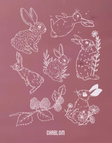 SILKS SCREEN PRINTING -CONEJITOS DEL BOSQUE - comprar online