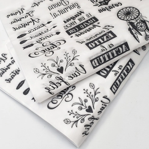 PAPELES DE TRANSFERENCIA CON FRASES BUENA ONDA