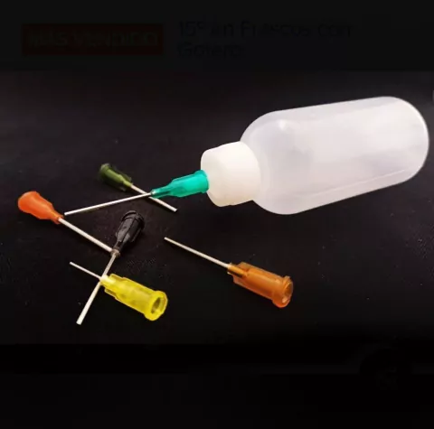 Botellita con aplicador + 6 agujas intercambiables