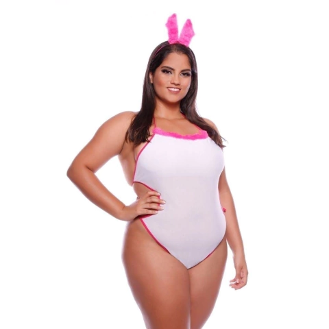 Fantasia coelha plus size branca/pink