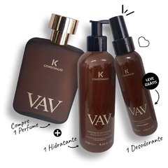 Promoção VAV 3X2 - Na compra de 1 Deo Colonia VAV 100ml + 1 Hidratante Perfumado 250ml GANHE 1 Desodorante Perfumado 120ml