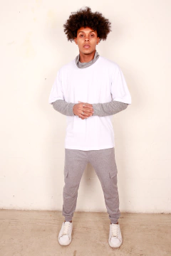 JOGGER CARGO ALGODON - Gris Melange - tienda online