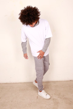 JOGGER CARGO ALGODON - Gris Melange - SKM LEYENDA