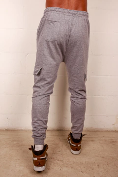 JOGGER CARGO ALGODON - Gris Melange - comprar online