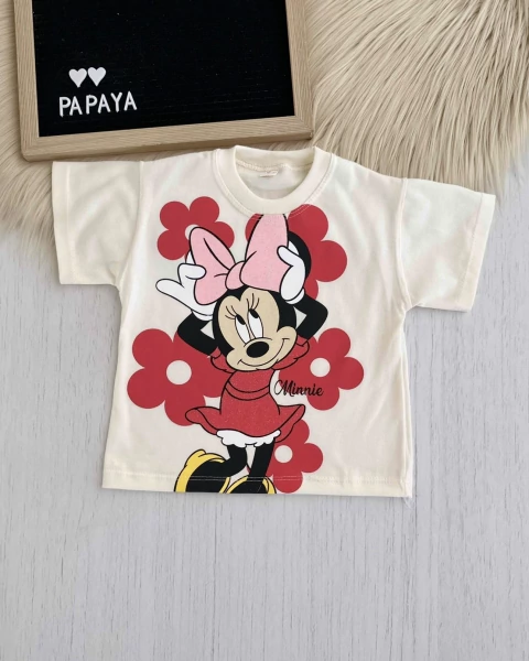 REMERA MINNIE FLORES NATURAL - comprar online