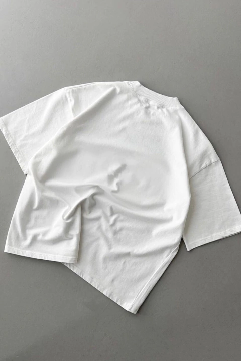 [WHITE] Boxy Oversized Crew Neck T-Shirt