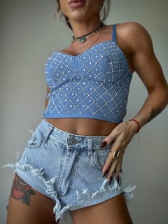 CORSET DENIM STRAS - tienda online