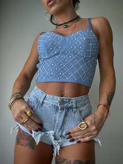 CORSET DENIM STRAS