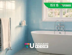 Azulejo Celeste Cielo Brillante Pared 15x15 Revestimiento - comprar online