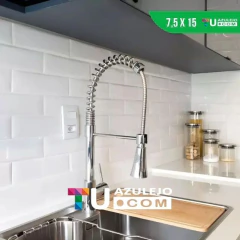 Azulejos Subway Recto Blanco Brillante 7,5 x 15