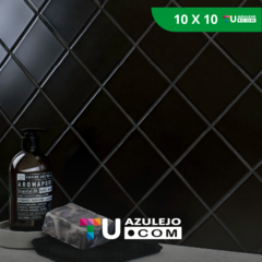 Cerámica Negra Mate 10x10 Revestimiento Pared