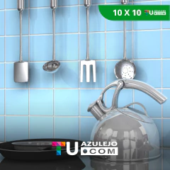 Cerámica Celeste Cielo Brillante 10x10 plancha 30x30 Revestimiento - comprar online