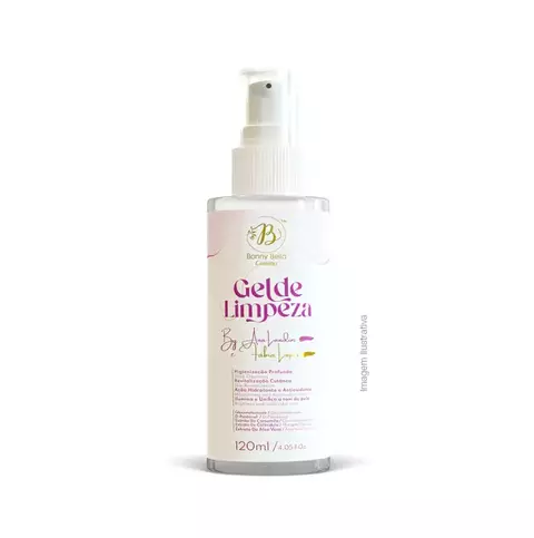 Frasco de 120ml do Gel de Limpeza Bonny Bella, com rótulo colorido e pump spray.