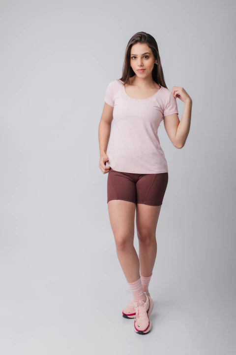 Camiseta Feminina Manga Curta Thermodry Gota Rosa Bebê - comprar online