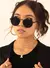 Óculos de Sol Round Preto Feminino - comprar online