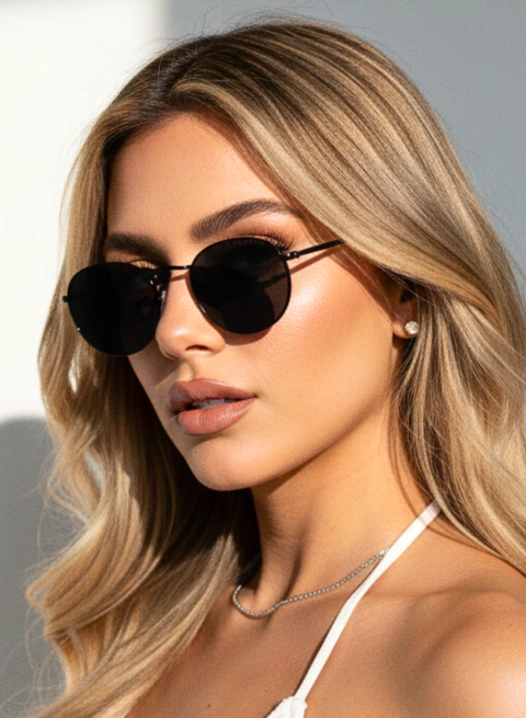 Óculos de Sol Circle Preto Feminino - comprar online