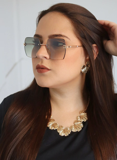 Óculos de Sol Capri Dourado Verde Degradê - comprar online