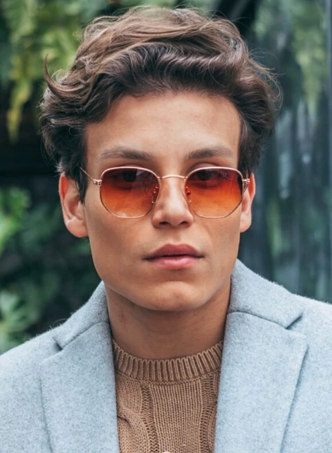 Óculos de Sol Hexagonal Marrom - comprar online