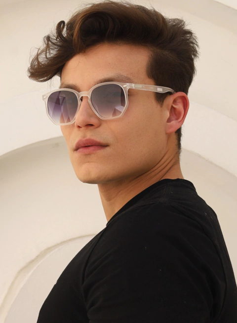 Óculos de Sol Tulum Branco Transparente - comprar online