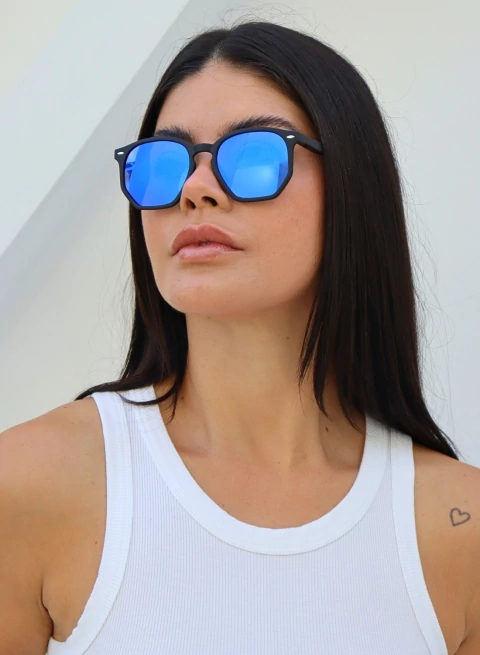 Óculos de Sol Tulum Azul Espelhado Femino - comprar online