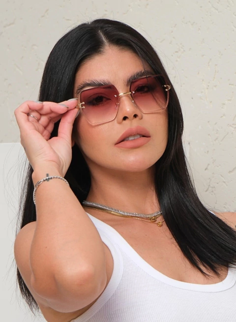 Óculos de Sol Capri Dourado Rosa Degradê Feminino - comprar online