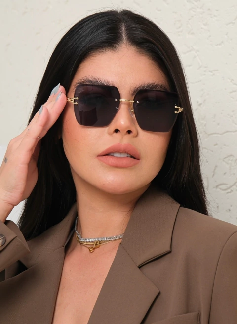 Óculos de Sol Capri Dourado Preto Feminino - comprar online