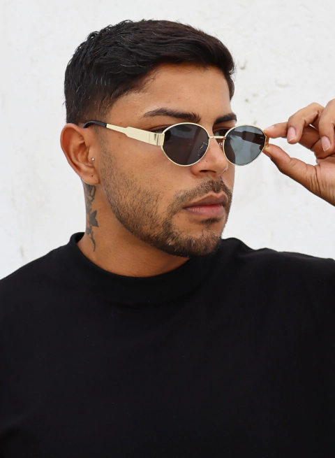 Óculos Dubai - Dourado e preto - comprar online