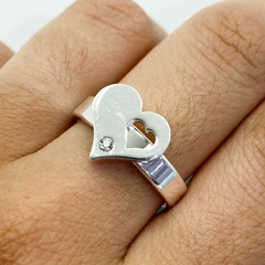 ANILLO CORAZON CUBIC- A. BL - Agatha Chrys Joyeria