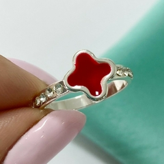 ANILLO VAAN CLEEF ESMALTADO ROJO Y CUBIC - A. BL - comprar online