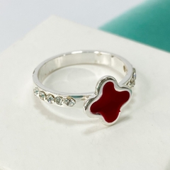 ANILLO VAAN CLEEF ESMALTADO ROJO Y CUBIC - A. BL - Agatha Chrys Joyeria