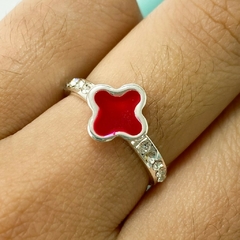 ANILLO VAAN CLEEF ESMALTADO ROJO Y CUBIC - A. BL en internet