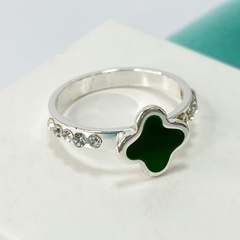 ANILLO VAAN CLEEF ESMALTADO VERDE Y CUBIC - A. BL - Agatha Chrys Joyeria