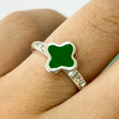 ANILLO VAAN CLEEF ESMALTADO VERDE Y CUBIC - A. BL en internet