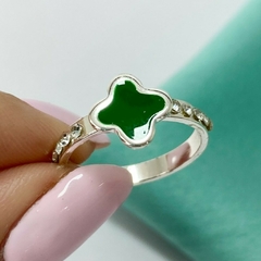 ANILLO VAAN CLEEF ESMALTADO VERDE Y CUBIC - A. BL - comprar online