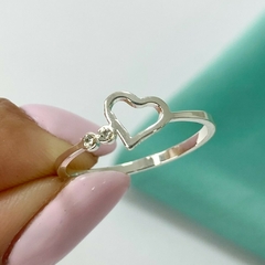 ANILLO CORAZON CALADO CUBIC - A.BL - comprar online