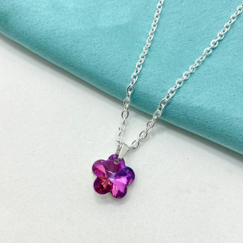 COLLAR FLOR CRISTAL ROSA - A.BL - comprar online