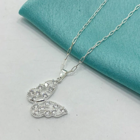 COLLAR MARIPOSA CALADA CUBIC BLANCO - A.BL - comprar online