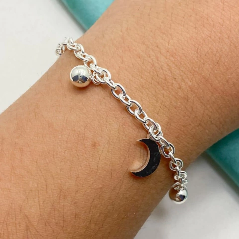 PULSERA ESPEJITO BOLITAS Y LUNAS - A.BL - comprar online