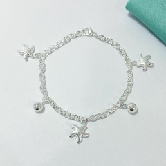 PULSERA ESPEJITO BOLITAS Y ESTRELLAS DE MAR - A.BL