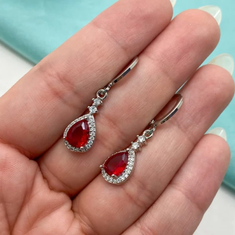 ARGOLLA GOTA CUBIC ROJO 14mm - AC - comprar online