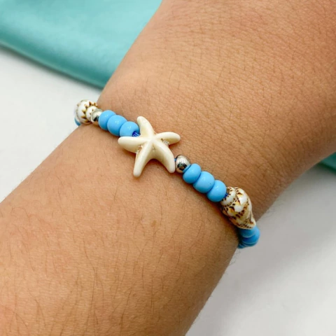 PULSERA MACRAME CELESTE ESTRELLA DE MAR - AC - comprar online