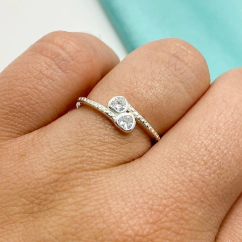 ANILLO DOS CAMINOS CUBIC CORAZON - PL - comprar online