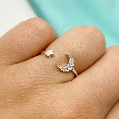 ANILLO REGULABLE LUNA CUBIC Y ESTRELLA - PL - comprar online