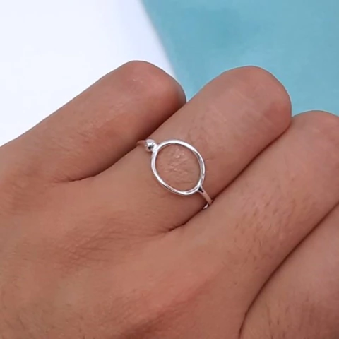 ANILLO CIRCULO HUECO Y BOLITA - PLATA925 - comprar online