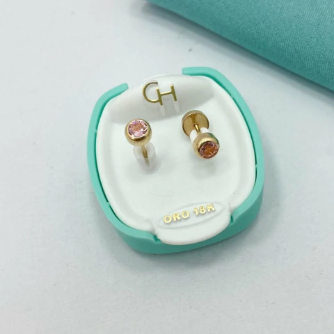 ABRIDOR TUBO CON CUBIC ROSA - CH ORO 18kts - comprar online