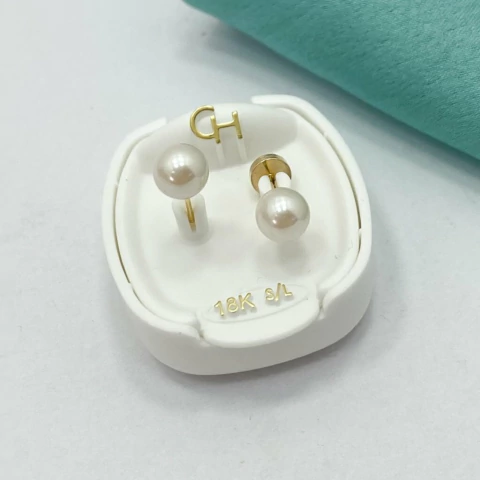 ABRIDOR PERLA SÍMIL 6 MM- CH ORO 18kts TIC LAMINADO - comprar online