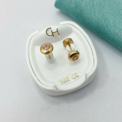 ABRIDOR CONO CON CUBIC ROSA FRANCIA ORO 18KTS TIC LAMINADO - comprar online