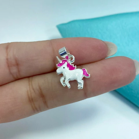DIJE UNICORNIO ESMALTADO ROSA - PL