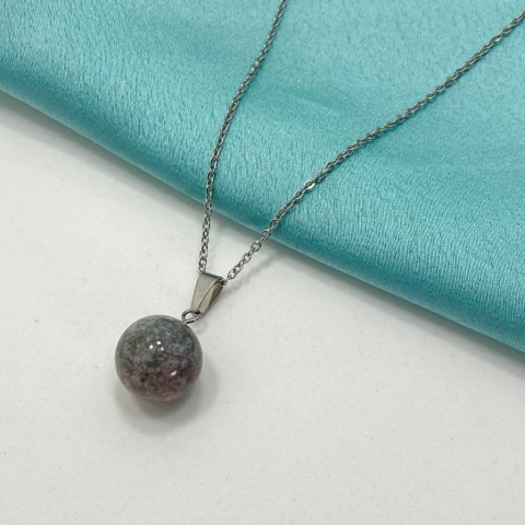 COLLAR ESFERA 14mm DE PIEDRA NATURAL - AC - comprar online